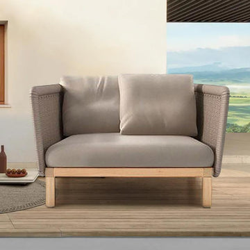 Outdoor Armchair Sofa with Cushion Pillow Accent Chair in Solid Wood Bottom